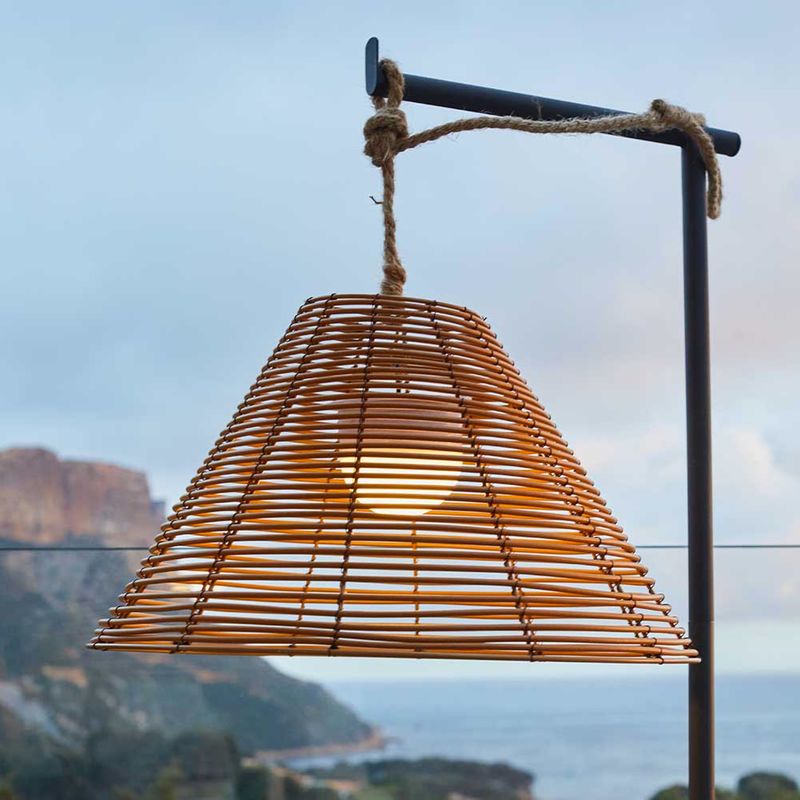 Pied de lampe SPOOL en métal bleu et bois naturel - Keria et