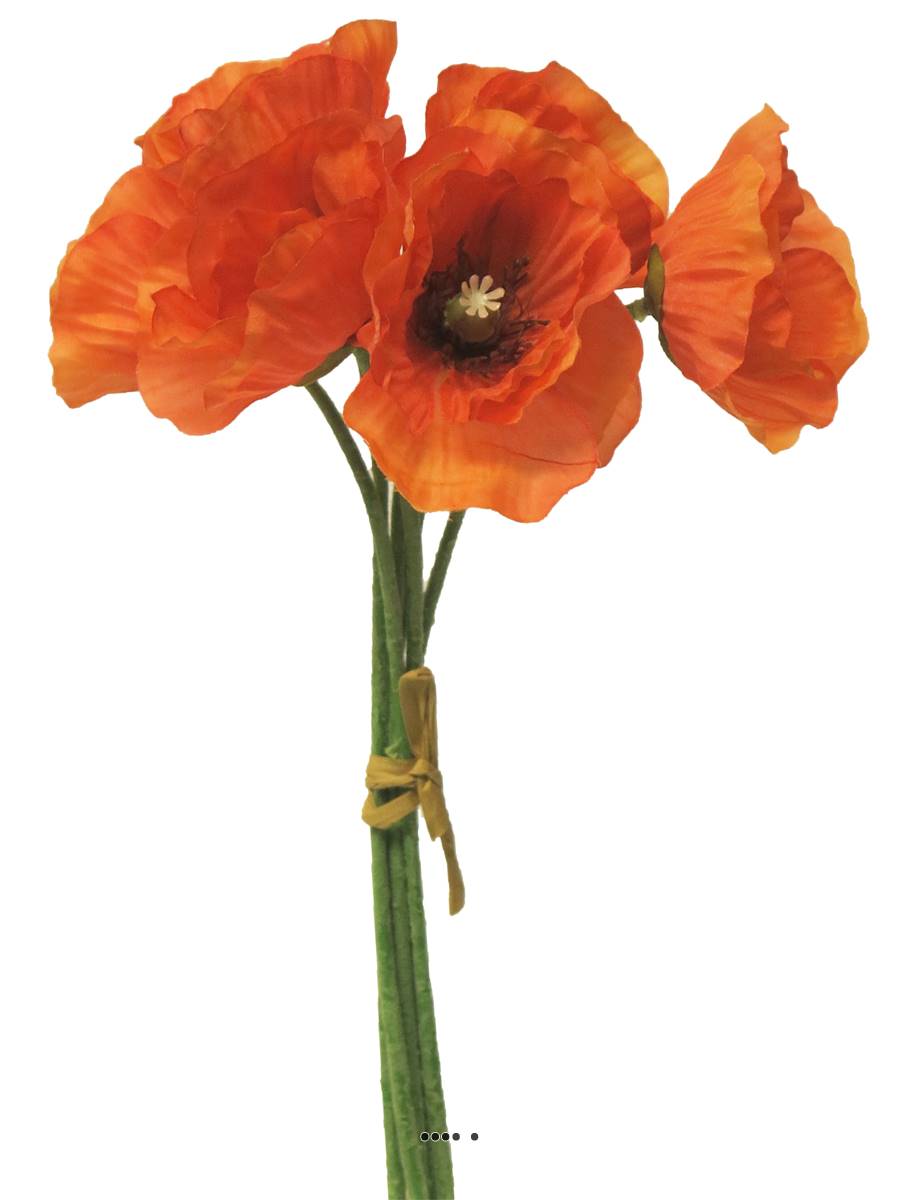 Bouquet de Pavot artificiel, H 29 cm Orange, ARTIFICIELLES