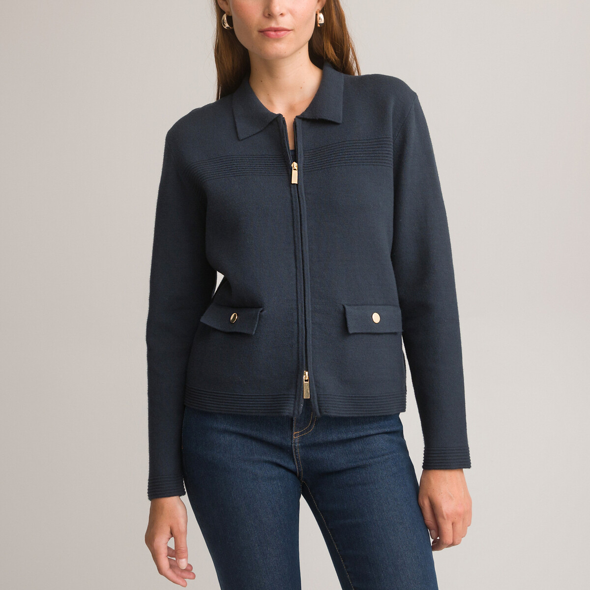 Milano Knit Cardigan with Two-Way Zip Fastening