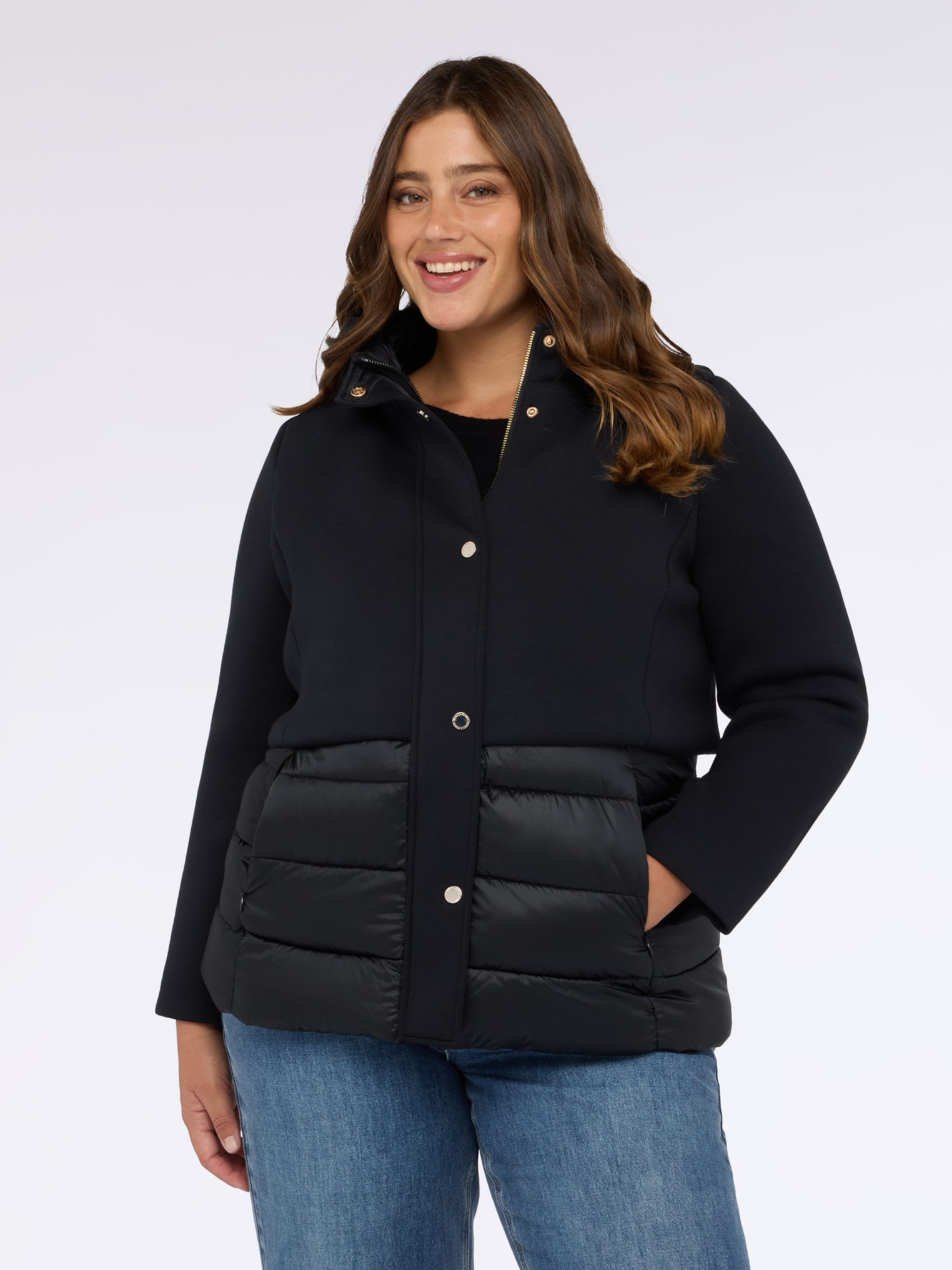 Veste matelassée bimatière avec capuche., FIORELLA RUBINO