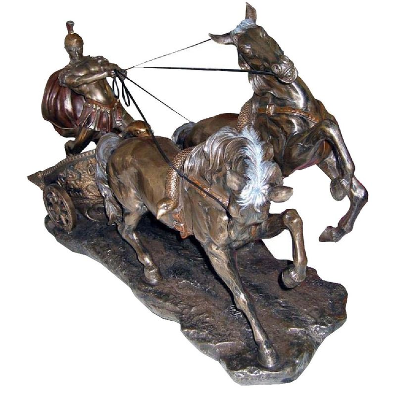 grande statue char romain de couleur bronze 60 cm