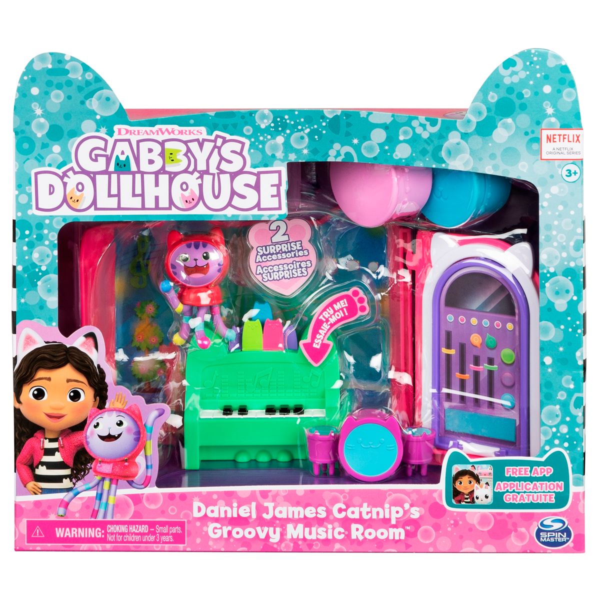 Gabby's dollhouse - salle de musique groovy avec la figurine de