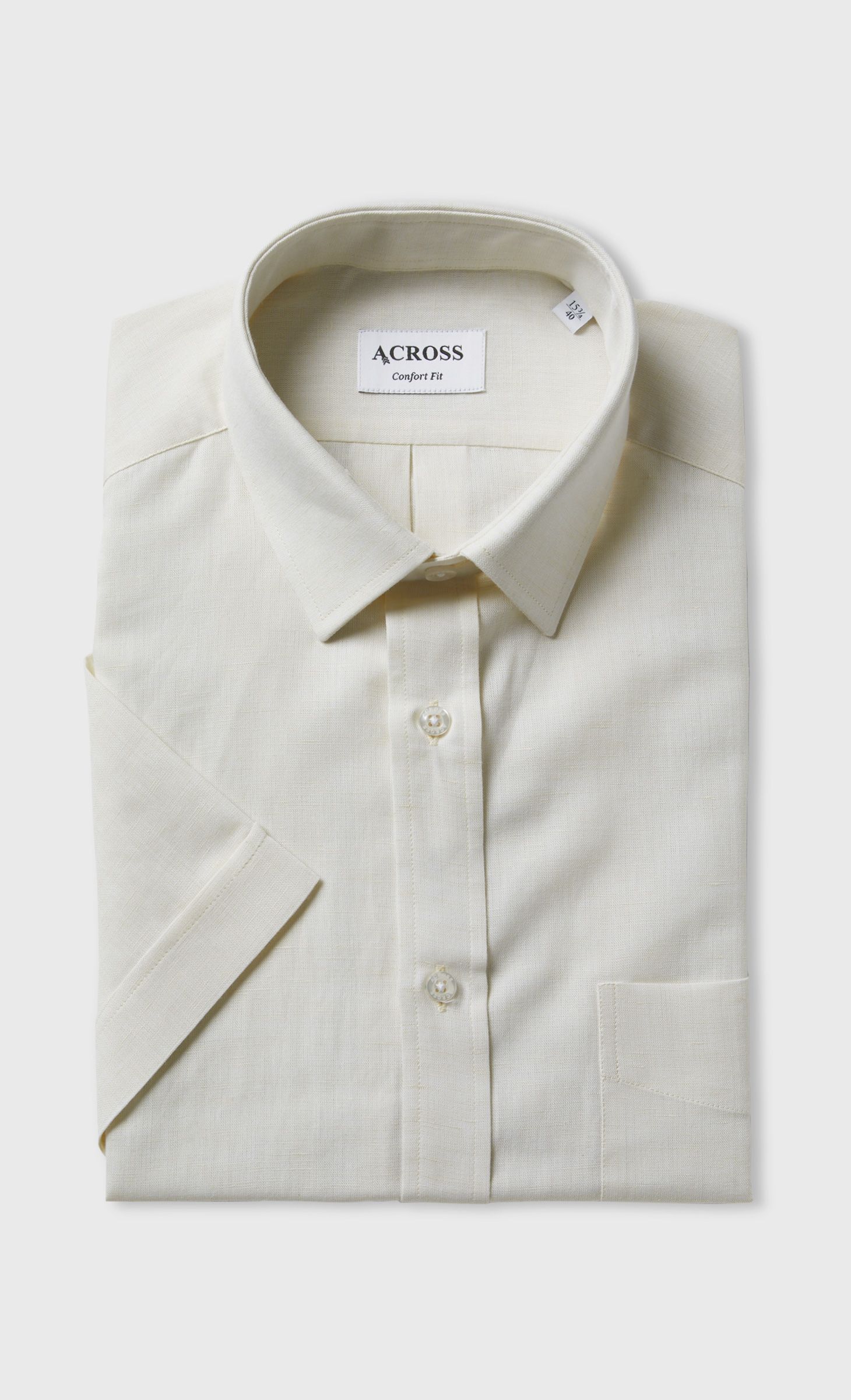 Chemise Confort fit manches courtes en lin coton organique, ACROSS