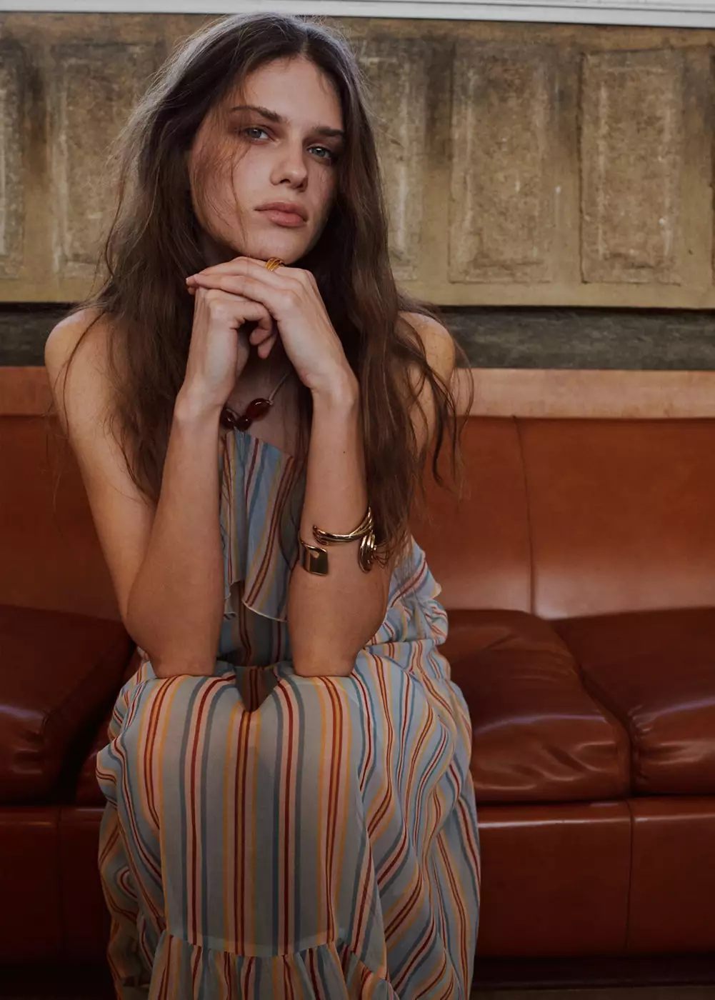 Robe rayures volants, MANGO