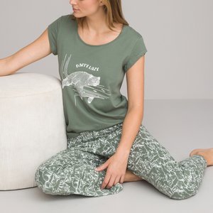 Pijama de manga corta de algodón puro estampado LA REDOUTE COLLECTIONS image