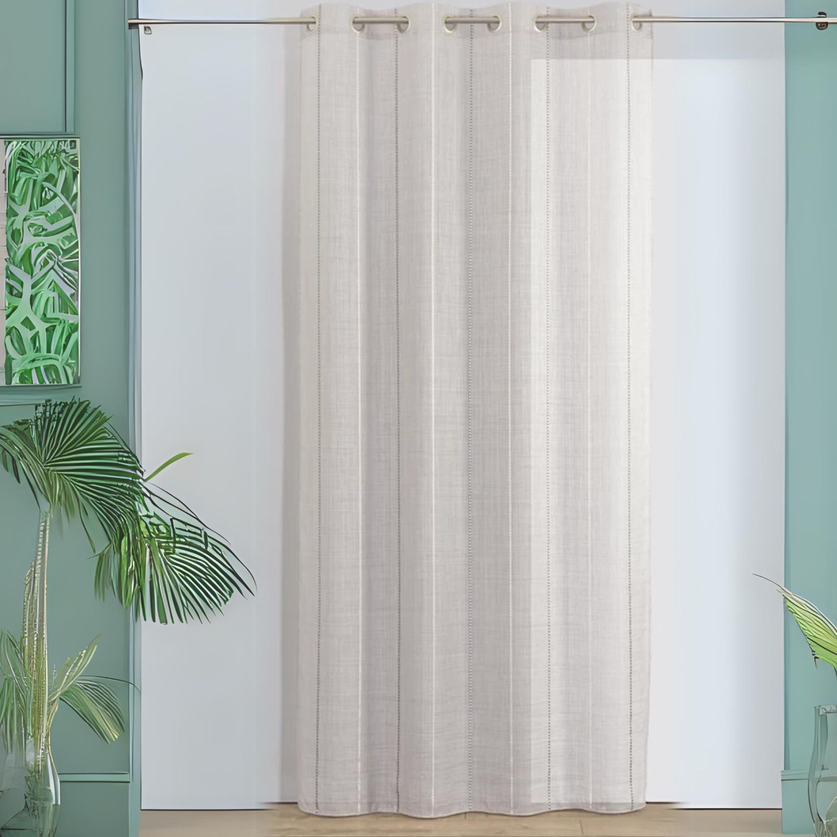 Voilage tamisant en étamine et jacquard - QABANE, HOME MAISON