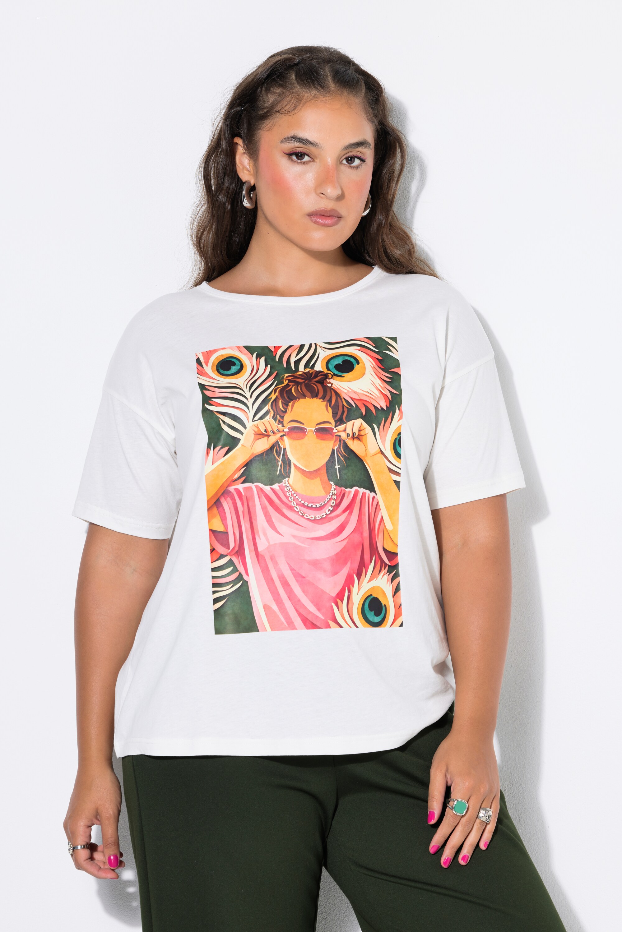 T-shirt, coupe oversize, motif plume de paon, STUDIO UNTOLD