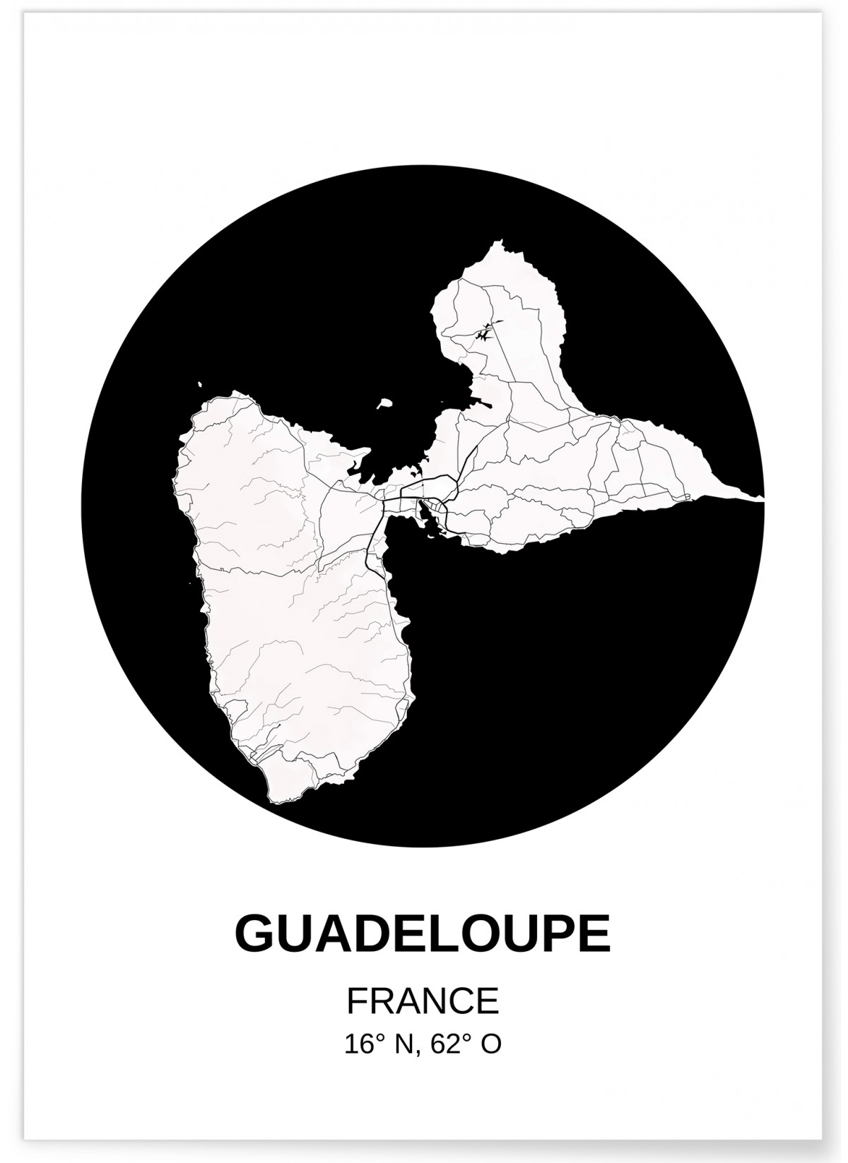 Affiche Carte Guadeloupe, L'AFFICHERIE