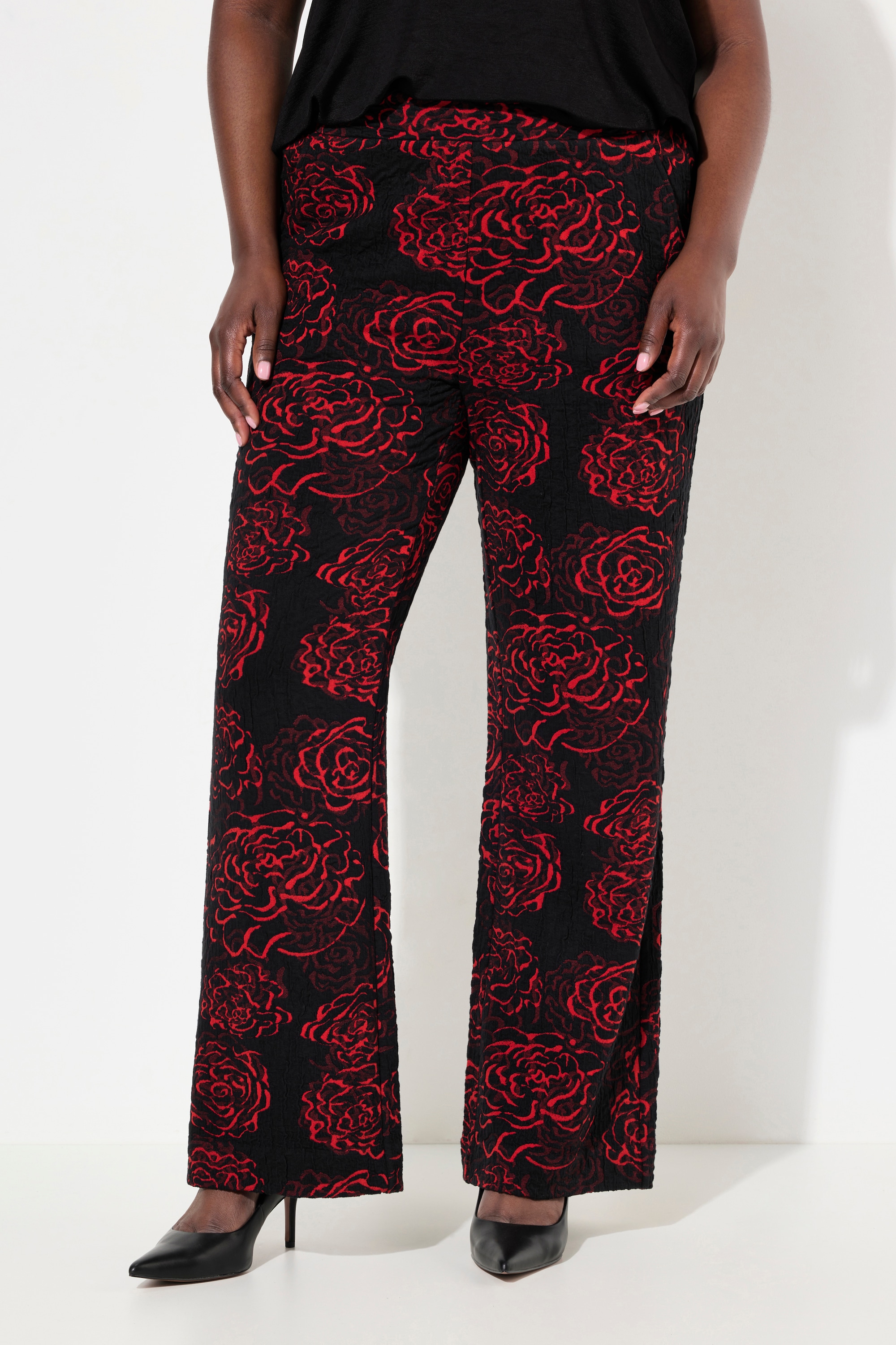 Pantalon en jersey, motif Jacquard à fleurs, ULLA POPKEN