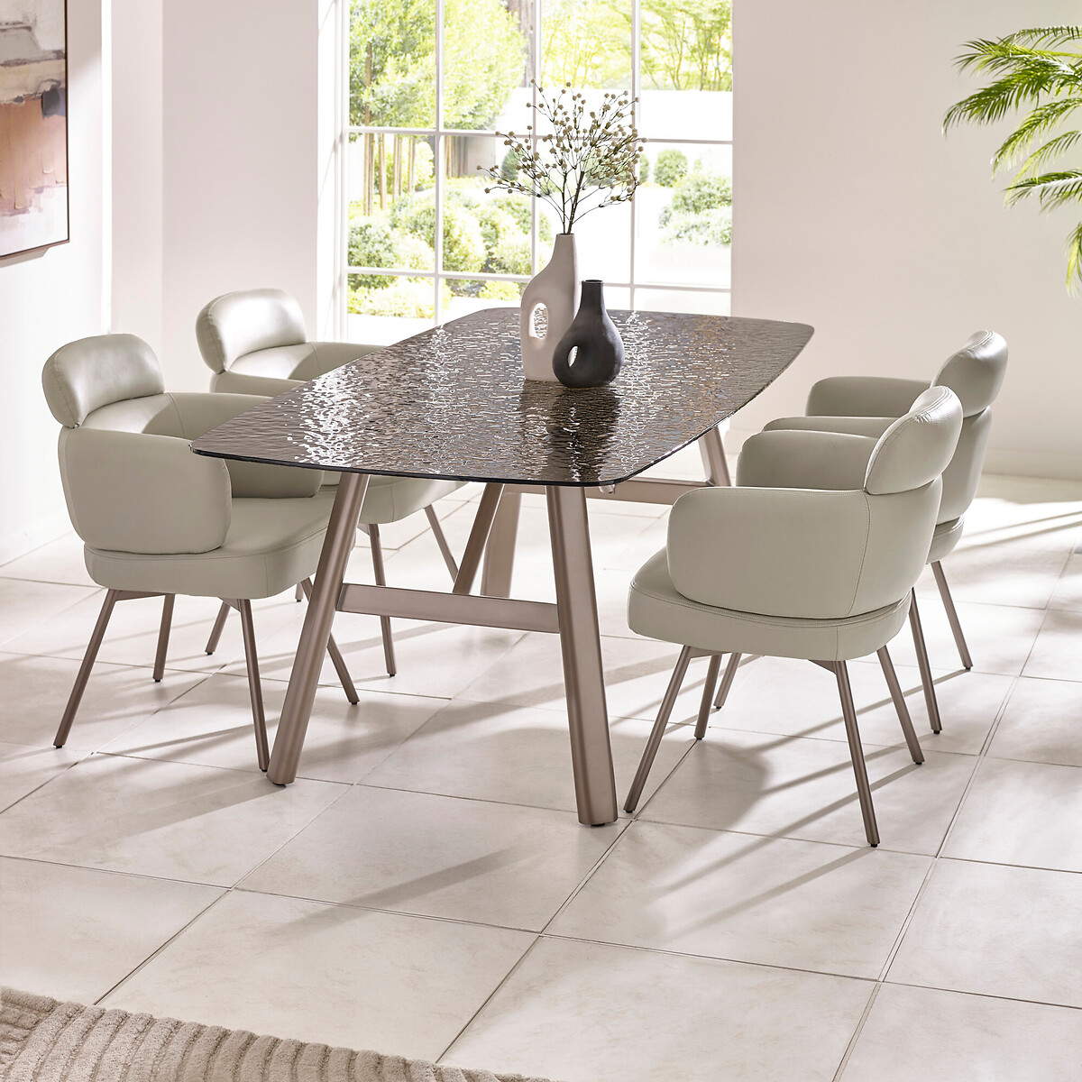 Ciro Rectangular Bubble Glass Dining Table, SO'HOME