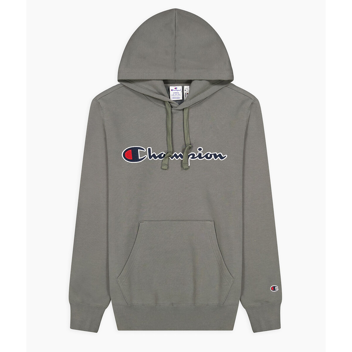 SUDADERA CHAMPION GRIS EMBROIDERED SCRIPT LOGO HOODIE Tallas S Color Gris