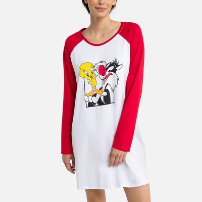 Tweety and Sylvester Cotton Nightshirt with Long Sleeves LOONEY TUNES