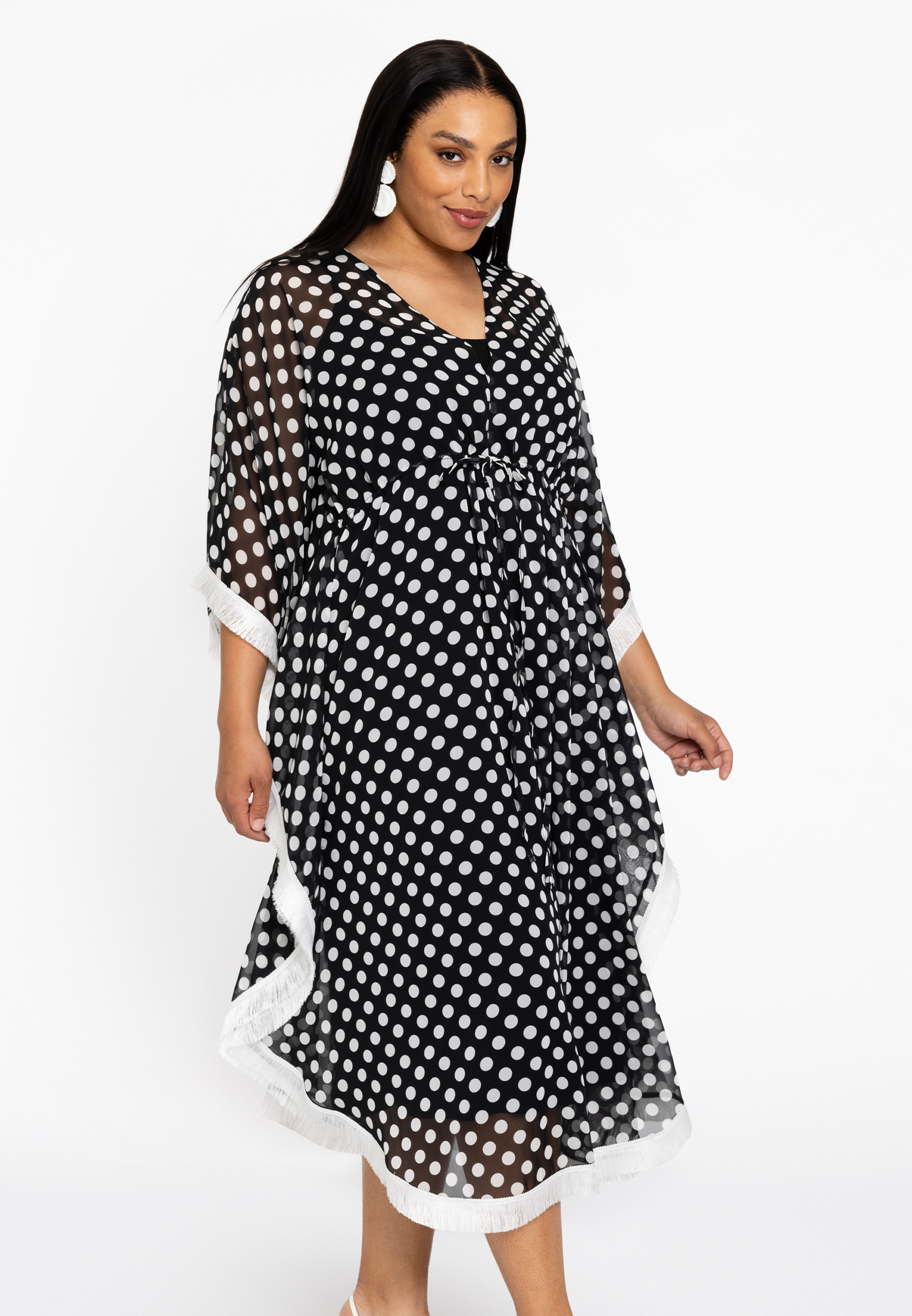 Caftan avec imprimé à pois, YOEK