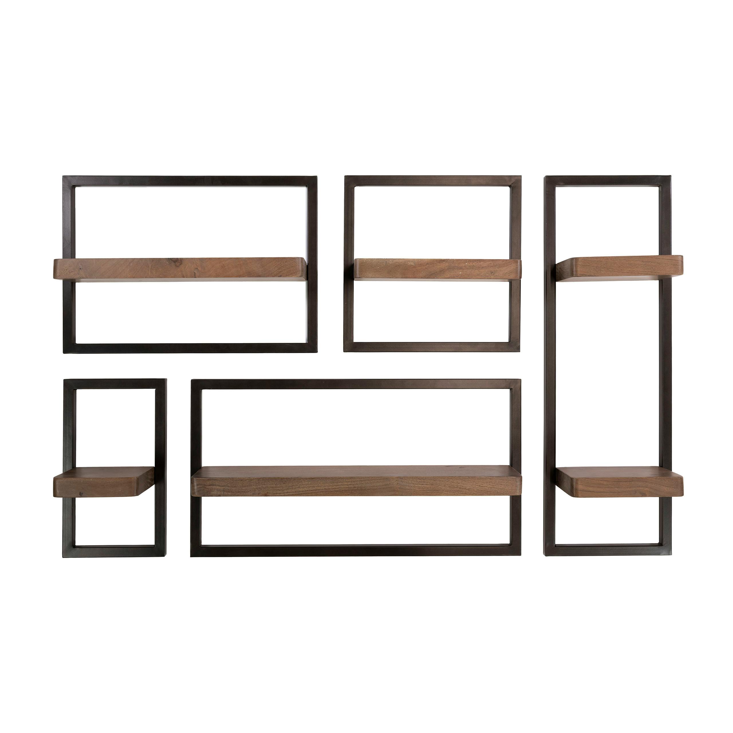 Etagères murales bois d'acacia brun (lot de 5) NAKO, PIER IMPORT