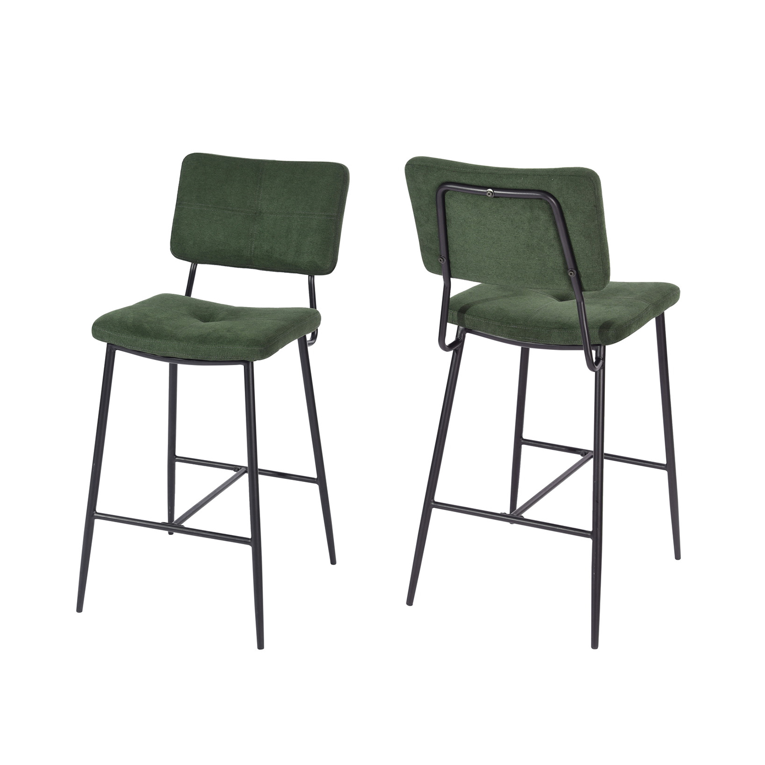 Lot de 2 tabourets de bar en tissu industriel, INDEPENDENCE, MEUBLES COSY