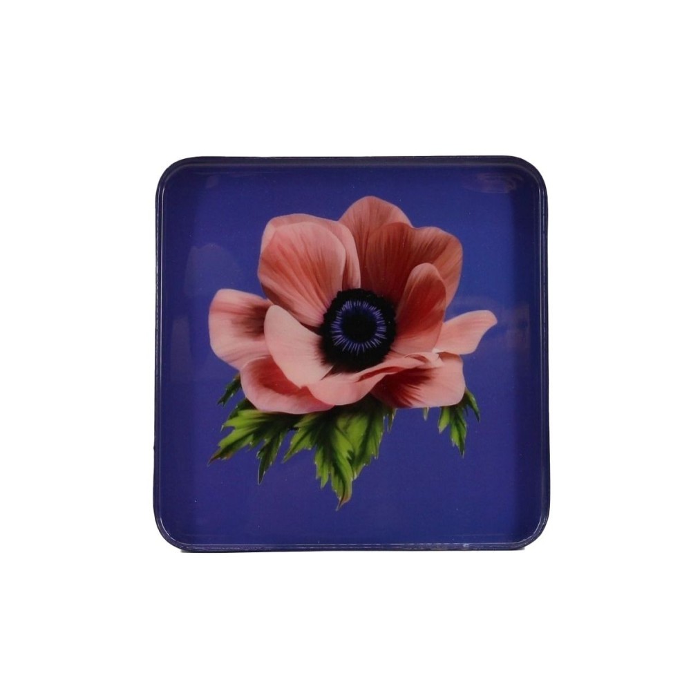 Plateau en métal laqué motif blossom 30x30cm, HASHTAG DECO
