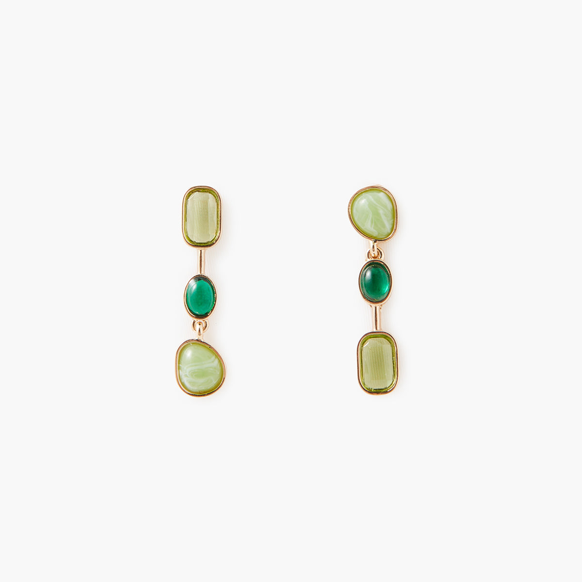 Boucles d'oreilles à cabochons verts, BALABOOSTE