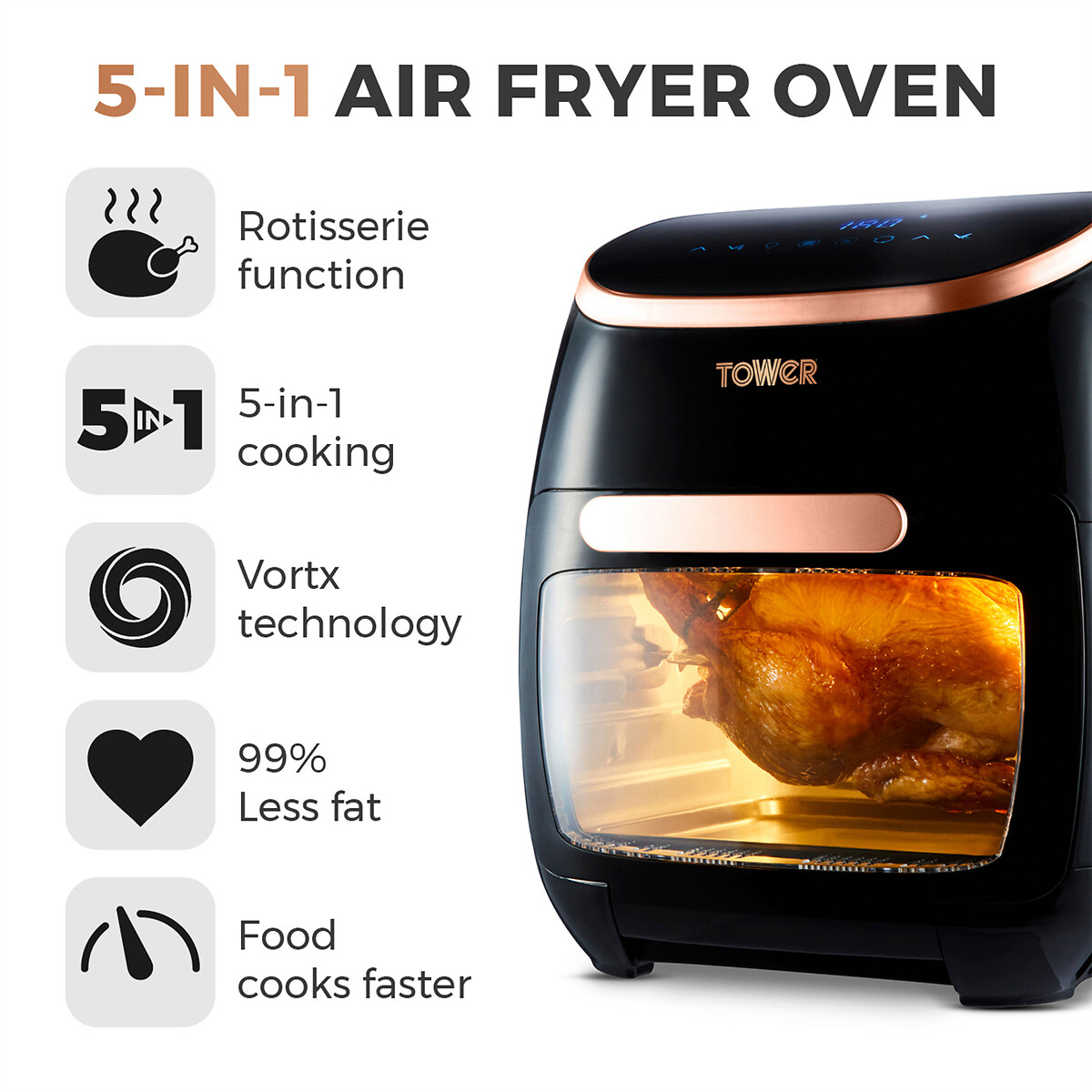 Tower black and rose deals gold air fryer