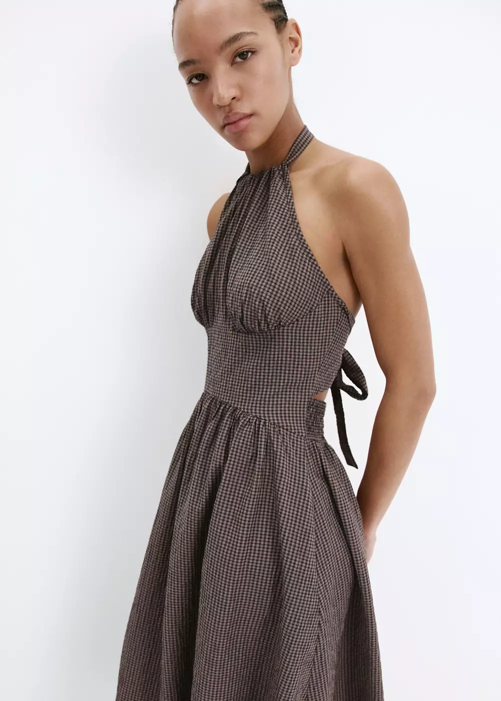 Robe halter à carreaux vichy, MANGO