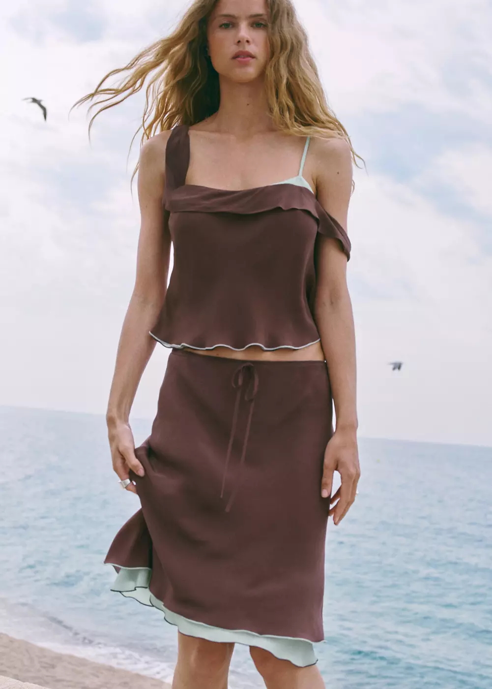 Jupe midi fluide, MANGO