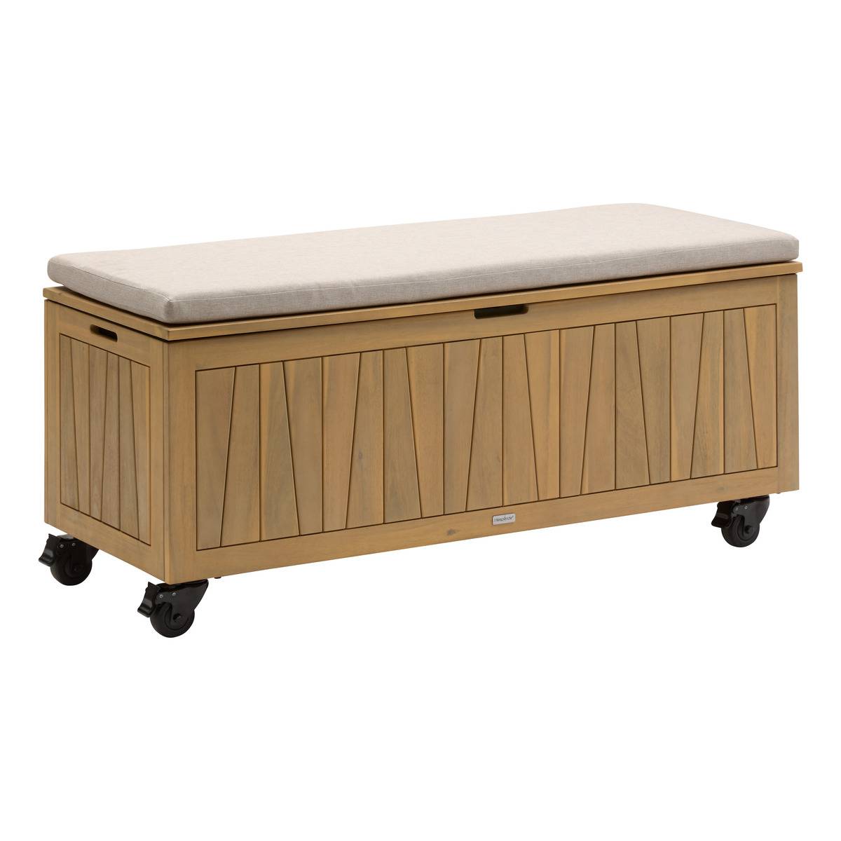 Coffre de rangement 210L avec assise en acacia LODGIA, HESPERIDE