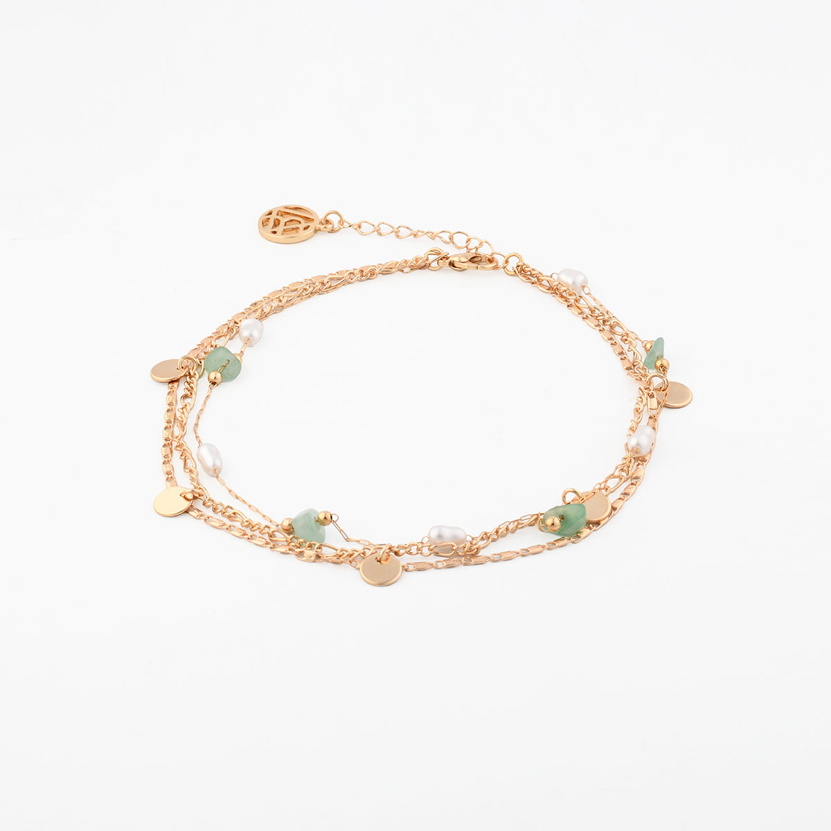Chaine de cheville multi chaine et pierre d'Aventurine, BALABOOSTE
