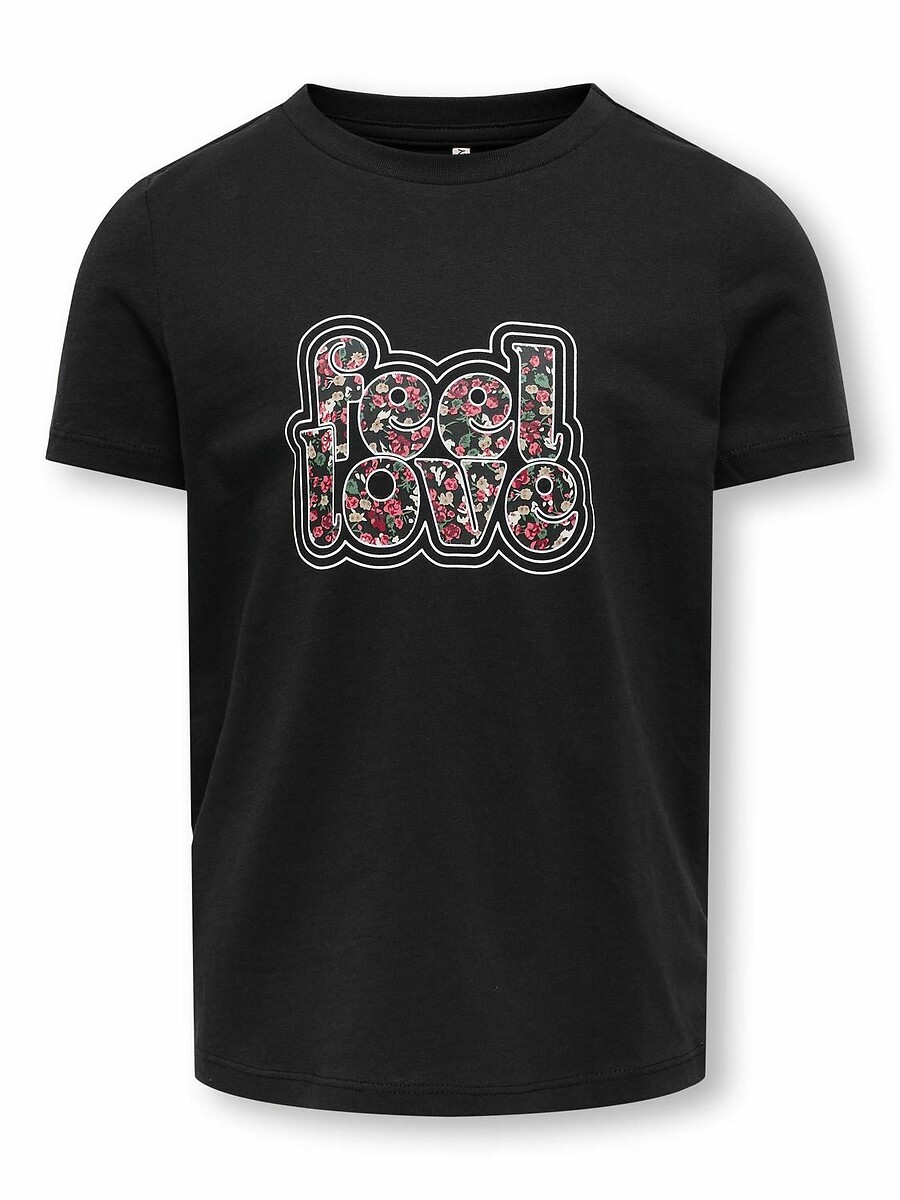 T-shirt manches courtes imprimé "feel good" fleuri