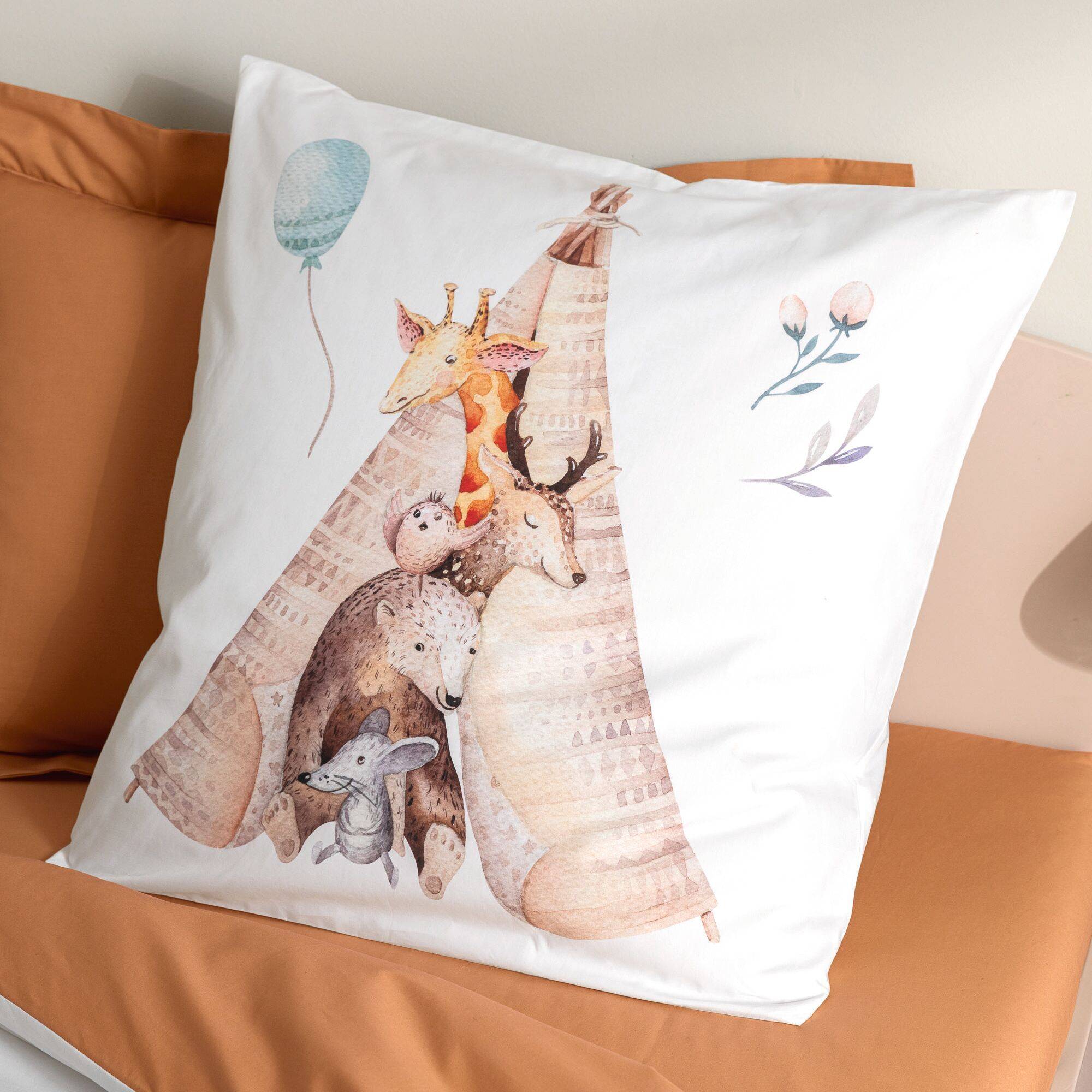 Taie d'oreiller enfant percale - TIPI COGNAC, TRADILINGE