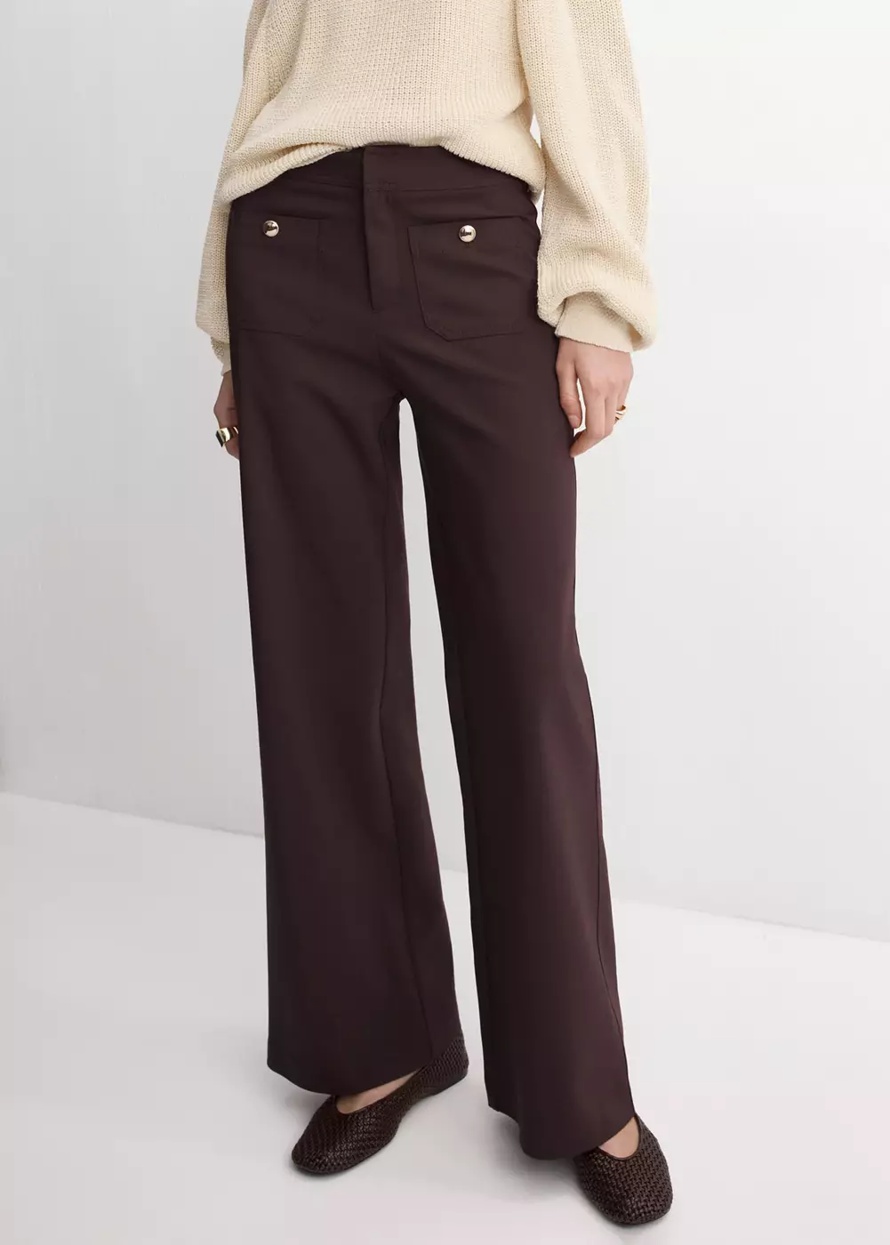 Pantalon droit boutons bijou, MANGO
