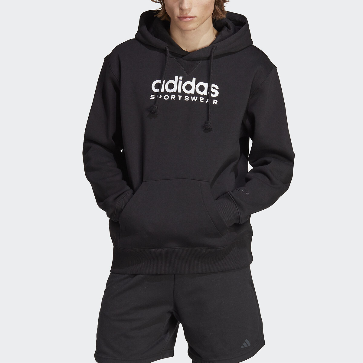 Sweat à Capuche Grand Logo Noir Adidas Sportswear La Redoute