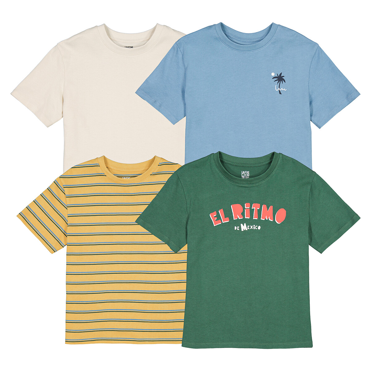 Pack of 4 T Shirts with Short Sleeves in Cotton