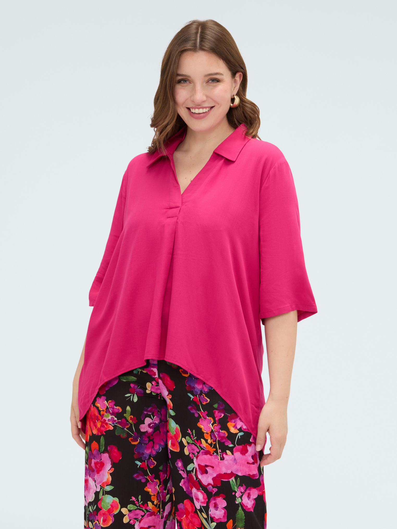 Blouse boxy avec col polo, FIORELLA RUBINO
