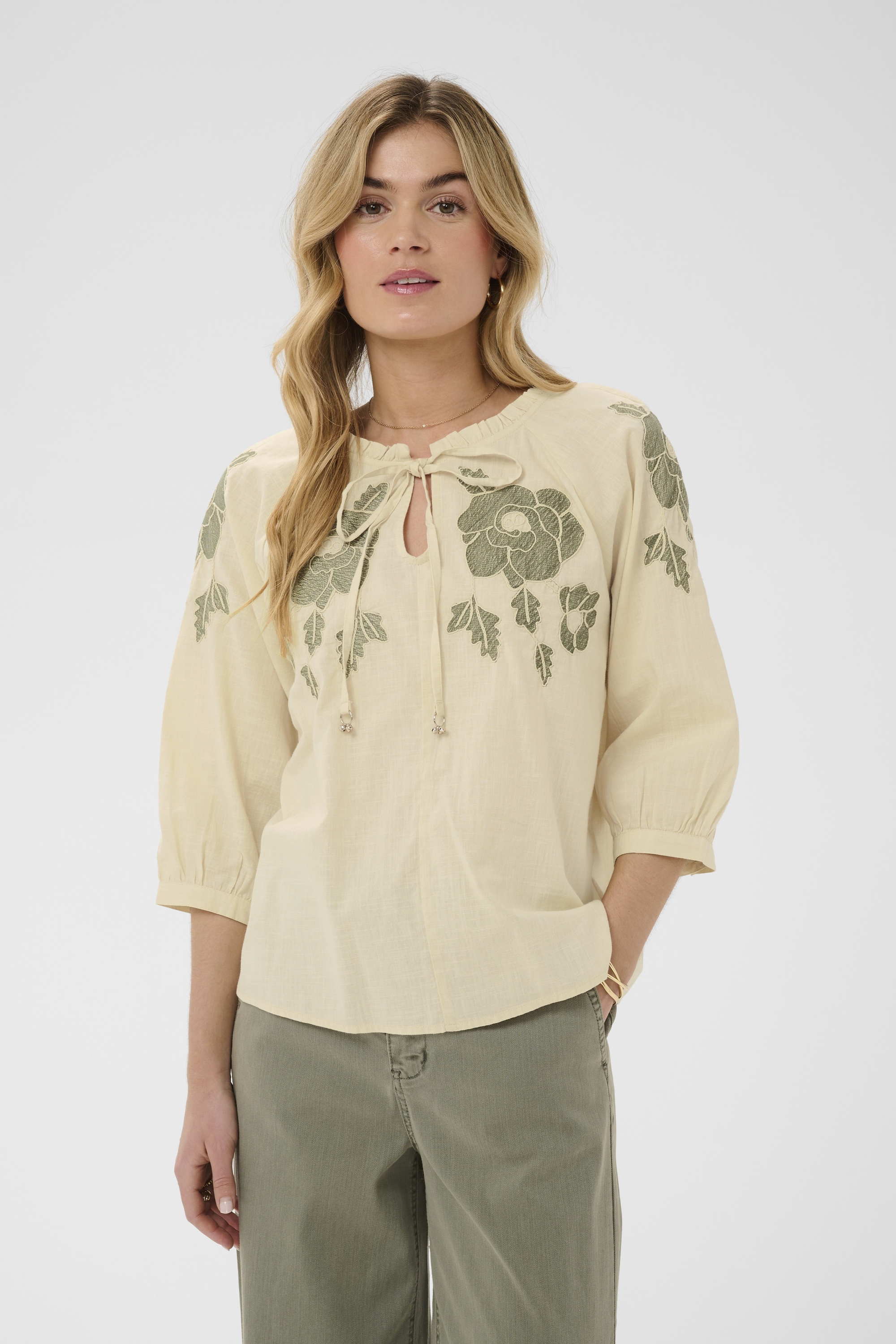 Blouse à manches longues, CREAM