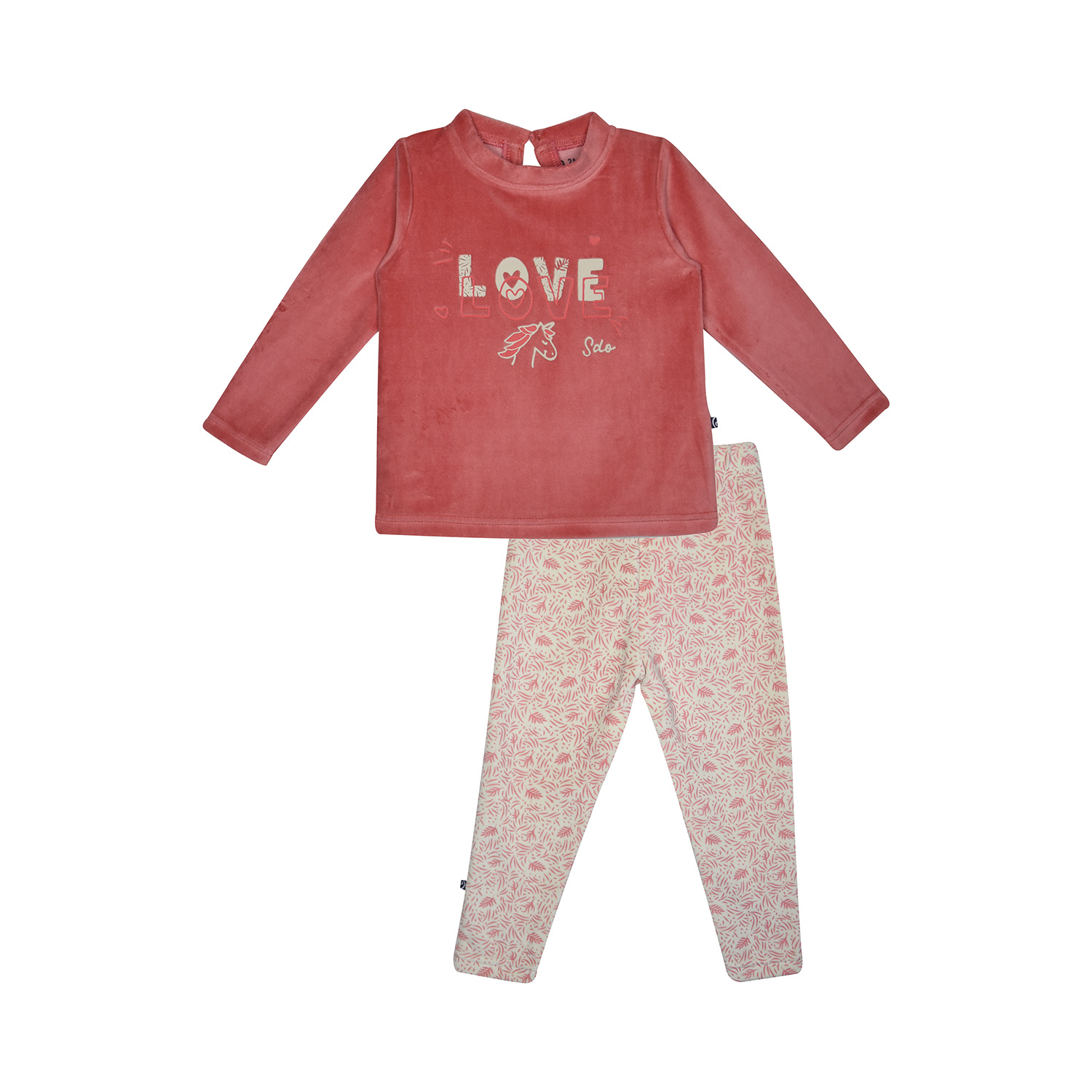 Pyjama 2 pieces joannie velours rase enfant, SUCRE D'ORGE