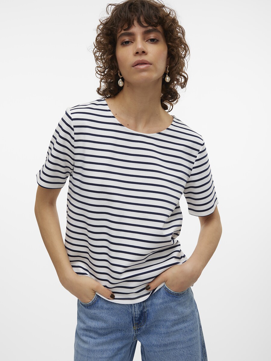 Gestreept T-shirt, ronde hals