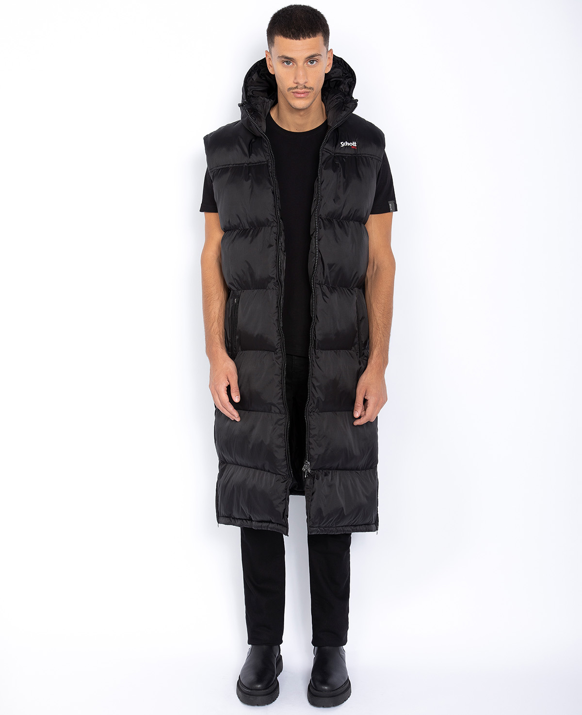 Doudoune extra longue sans manches, SCHOTT