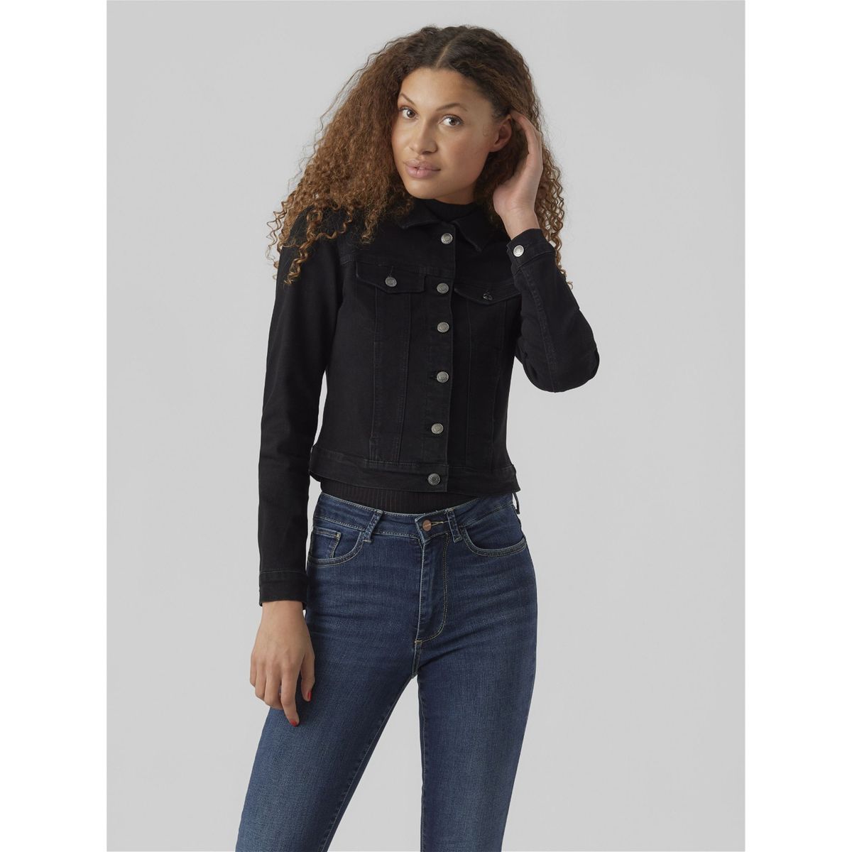 Veste en jeans noir femme hot sale