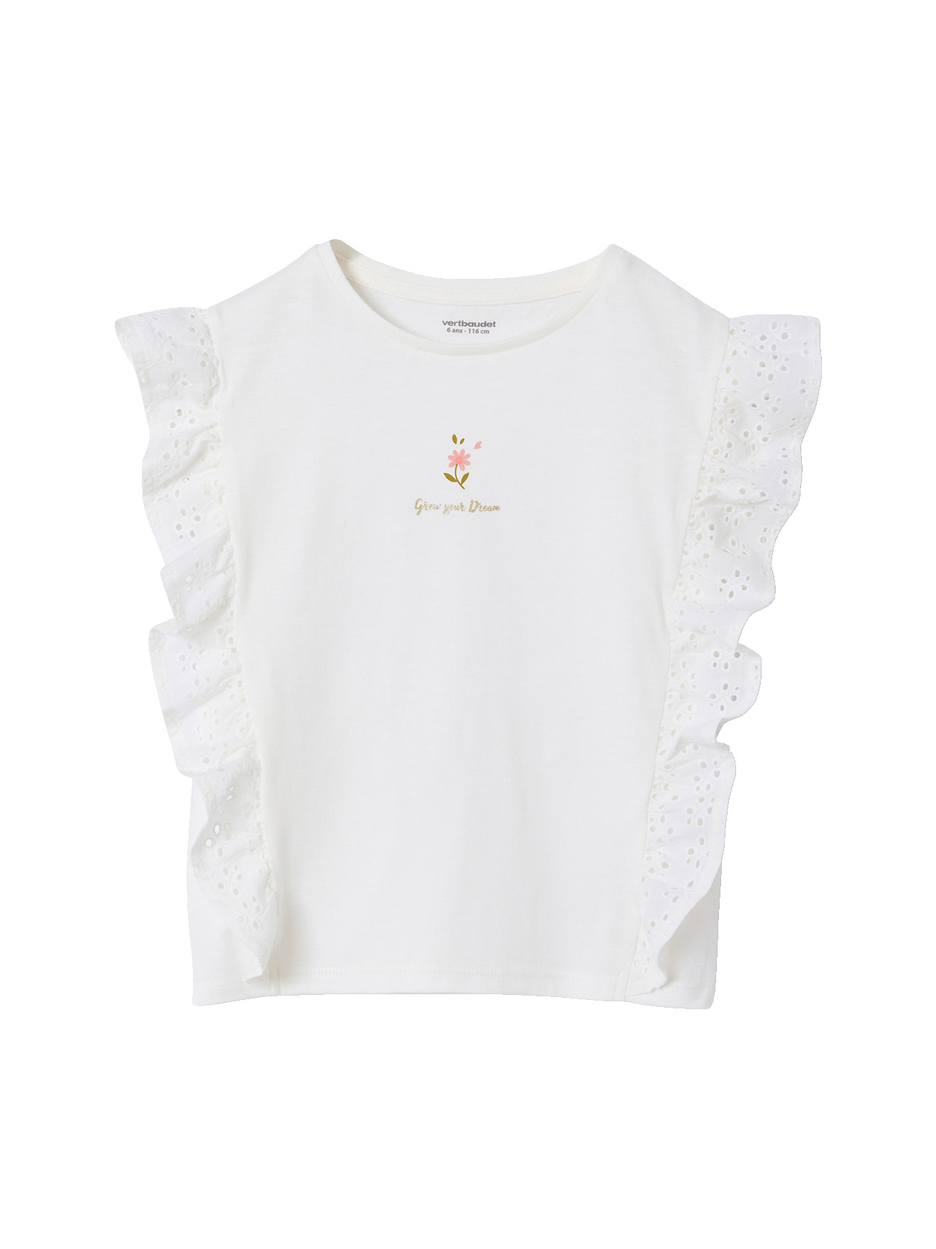 T-shirt à volants manches courtes, VERTBAUDET