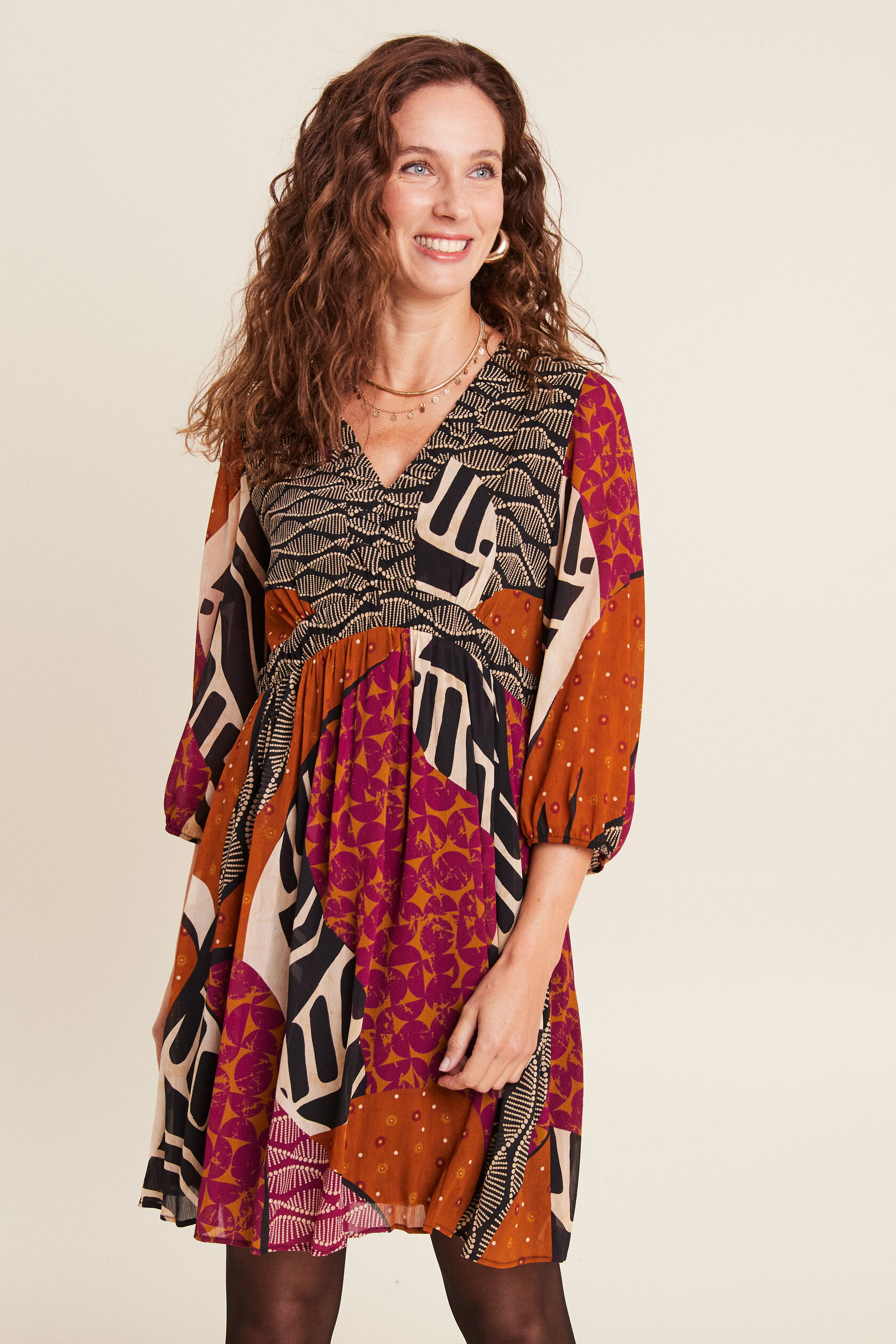 Robe évasée fluide manches 3/4, BREAL