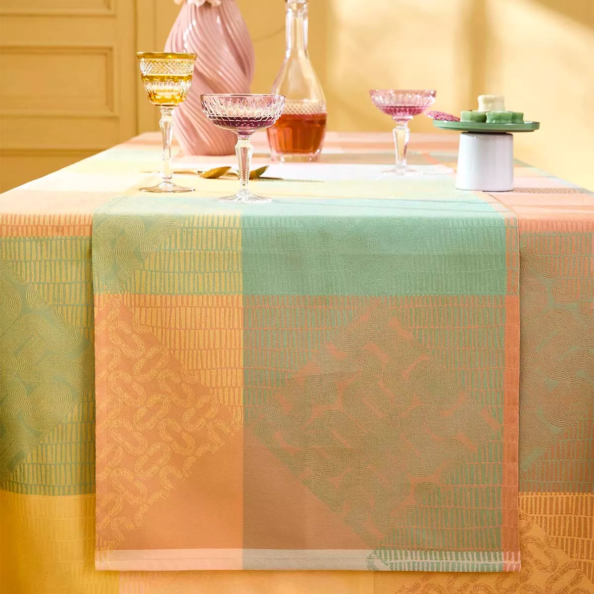 Chemin de table pur coton MILLE EMPREINTES, GARNIER THIEBAUT