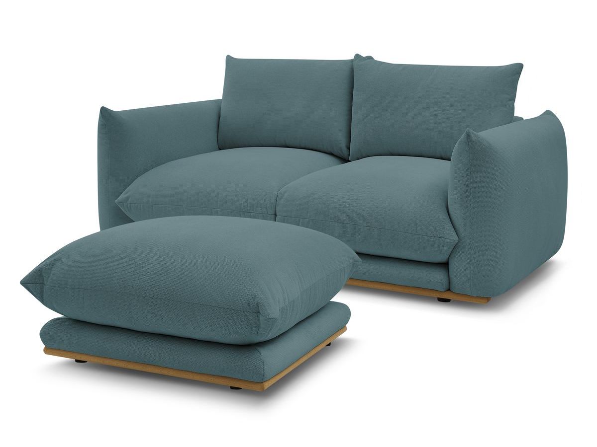 Canapé droit fixe 3 places en tissu avec pouf, ERNEST, BOBOCHIC