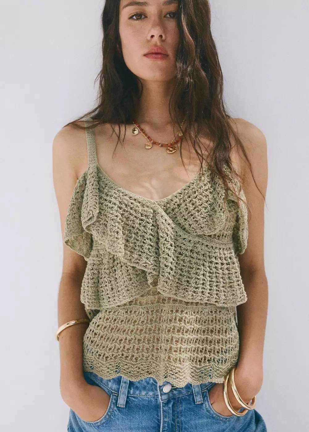 Top en crochet à volants, MANGO