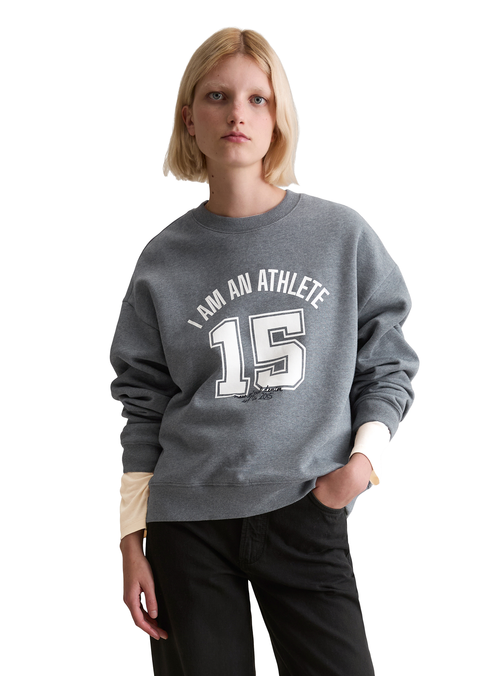 Sweat-shirt style collège relaxed avec un intérieur douillet et gratté, MARC O’POLO DENIM