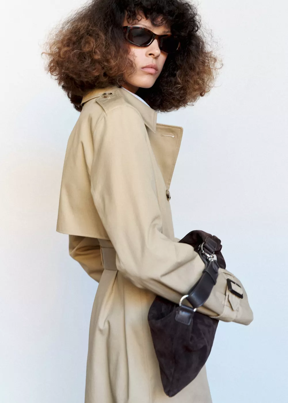 Trench à ceinture et doublure à carreaux, MANGO