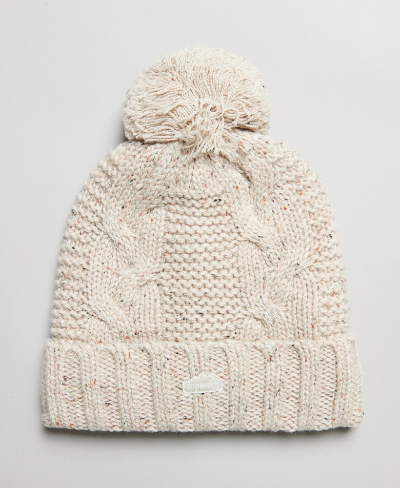 Bonnet à pompon en mailles torsadées, SUPERDRY