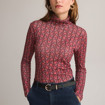 Printed Cotton Turtleneck T-Shirt with Long Sleeves ANNE WEYBURN