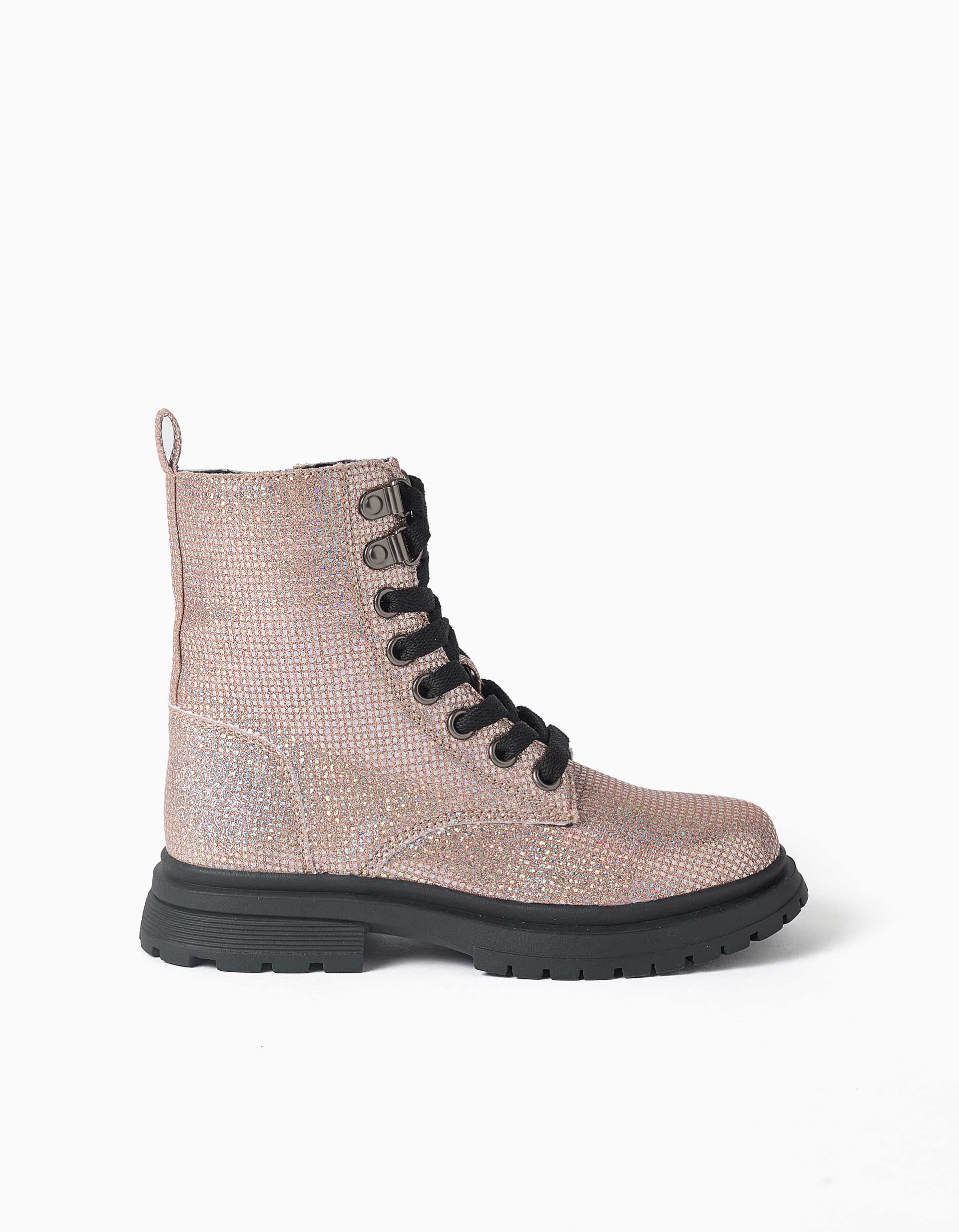 Bottes montantes avec effet paillettes et lacets, ZIPPY