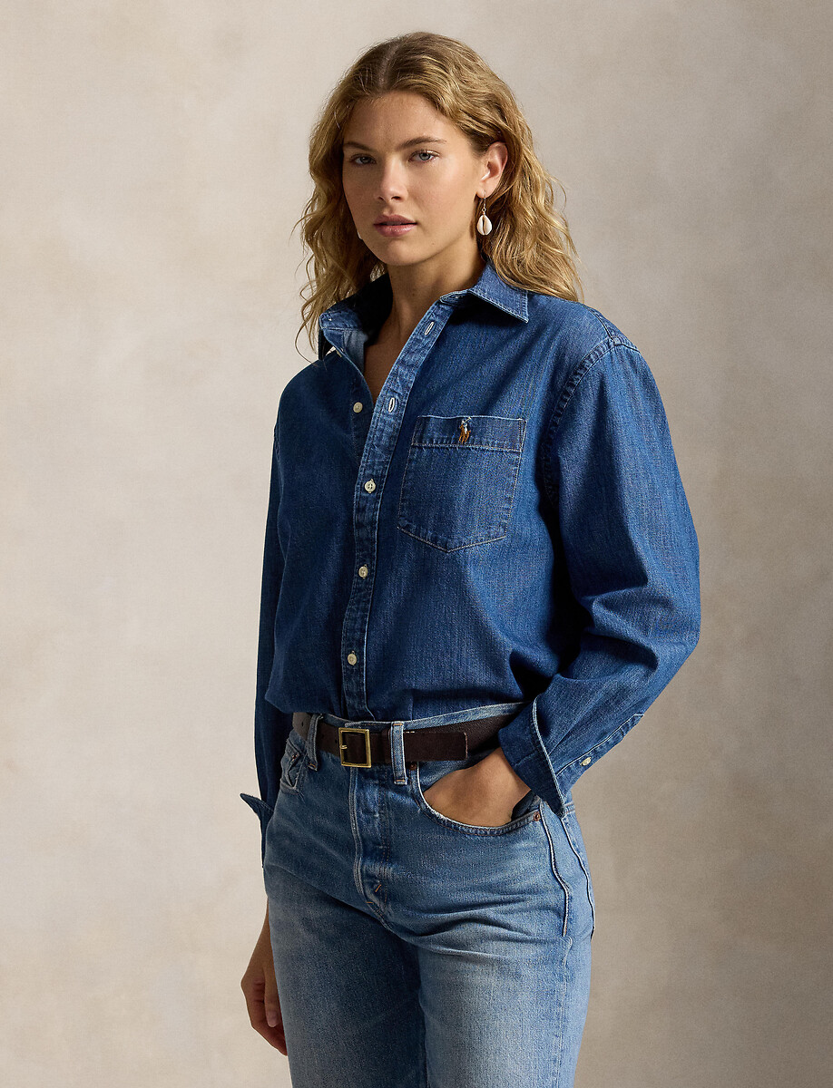 Camicia ampia in denim a maniche lunghe, POLO RALPH LAUREN