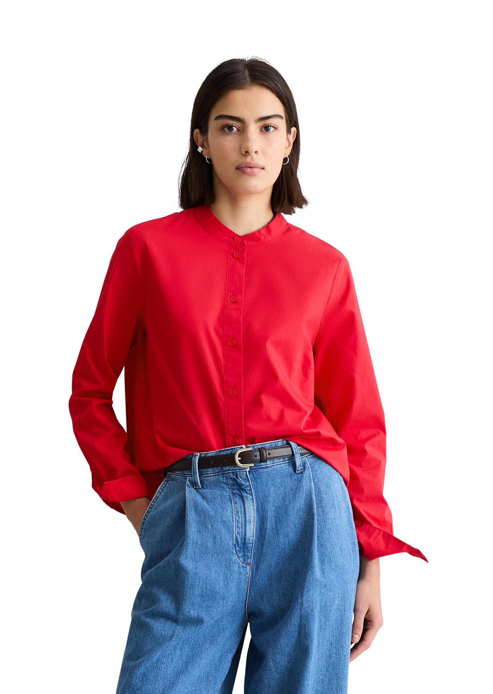 Blouse avec détail de plis regular en pur coton bio, MARC O’POLO DENIM