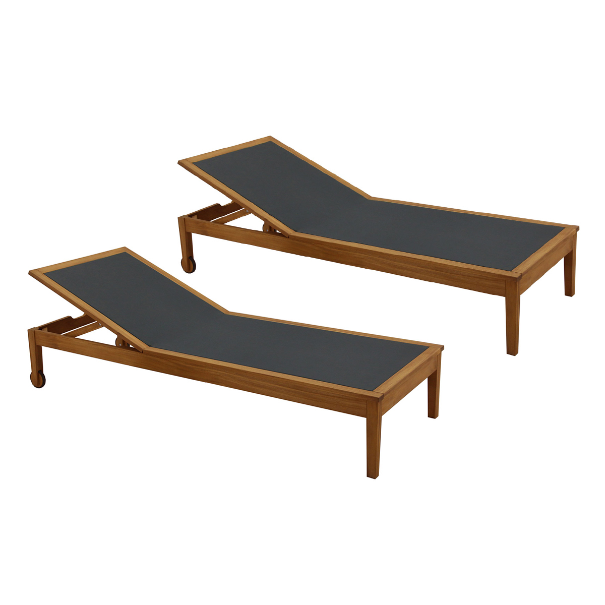 Bains de soleil bois massif (lot de 2) NAVEEN, MILIBOO